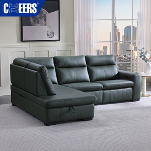 <span class=keywords><strong>MANWAH</strong></span> - Sofá Esquinero Chesterfield de Cuero Genuino Verde de Lujo, con Reclinación Eléctrica y Almacenamiento, Estructura Metálica, Gran Venta en Europa - Product Image 2