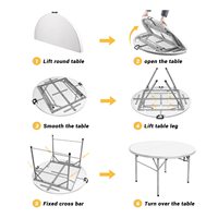 Table Pliante de Banquet Ronde Blanche en Résine Plastique de Haute Qualité, Populaire pour Fêtes, Mariages, Restaurants et Usage Portable
