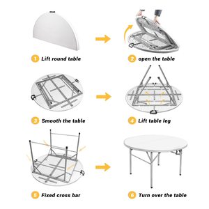 Sản Phẩm Phổ Biến Chất Lượng Cao Nhựa Nhựa Trắng Vòng Tiệc Có Thể Gập Lại Đảng Wedding Party Nhà Hàng Xách Tay Trestle Bảng - Product Image 3