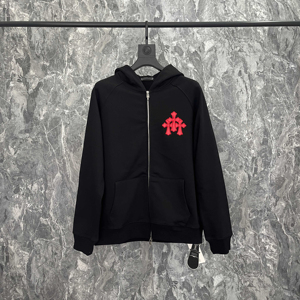 Chrome Streetwear <b>Black</b> Hearts Hoodie with Red Cross Embroidery Long sleeved shirt - Product Image 1