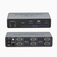 Commutateur KVM 8K transfrontalier double moniteur (2 entrées/2 sorties) : partagez 2 moniteurs et 1 ensemble clavier/souris entre 2 ordinateurs