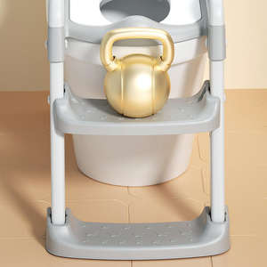 ที่นั่งบนโถส้วมสำหรับเด็กหัดเดินในห้องน้ำพร้อมราวจับ (ลายการ์ตูนพลาสติก) - Product Image 6