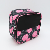 Sac de rangement pour maquillage en polyester sergé grande capacité, imperméable, trousse de toilette de voyage, sac de rangement cosmétique personnalisé imprimé pour femmes