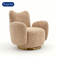 Fauteuils Swan uniques en velours rose capitonné modernes, meubles haut de gamme sur mesure, chambre à coucher, salon, détente