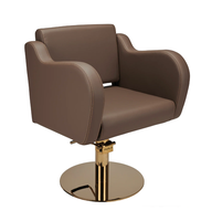 Chaise de coiffure moderne en cuir synthétique marron avec pompe hydraulique rotative à 360°, chaise de barbier professionnelle robuste OEM