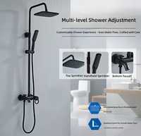 Ensemble de douche moderne noir mat en laiton massif, haute pression, rotation à 360°, effet pluie, 3 voies, réglable en hauteur, pour salle de bain, vente en gros
