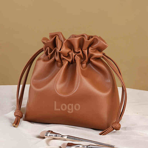 Модные коричневые Пользовательские портативные косметички косметичка Сумка на завязках искусственная кожа косметичка - Product Image 1