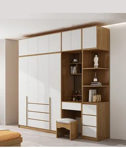 बेडरूम अलमारी पोर्टेबल भंडारण आयोजक कपड़े लकड़ी के दरवाजे गर्म बेच वयस्क आधुनिक अलमारी Closets 4