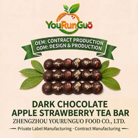Barras de Chocolate Negro Sólido Premium con Manzana y Fresa al por Mayor OEM, Snack Frutal a Granel Directo de Fábrica