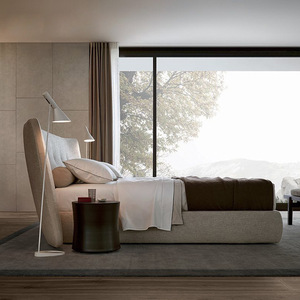 Letto OKF di <span class=keywords><strong>Design</strong></span> King Size in Cotone, Lino e Vera Pelle, Stile Semplice e di Lusso, Imbottito, Arredamento per Camere da Letto e Hotel, Vendita all'Ingrosso - Product Image 2