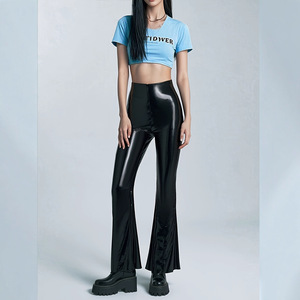 <span class=keywords><strong>Pantaloni</strong></span> <span class=keywords><strong>Neri</strong></span> Casual a Vita Alta Eleganti e Sexy da <span class=keywords><strong>Donna</strong></span> in <span class=keywords><strong>Pelle</strong></span> PU Effetto Specchio per Commercio Estero Transfrontaliero - Product Image 3