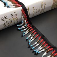 Nouvelle bordure en ruban de style moderne, perles colorées, dentelle faite à la main, garniture perlée, franges à pompons pour la décoration de vêtements