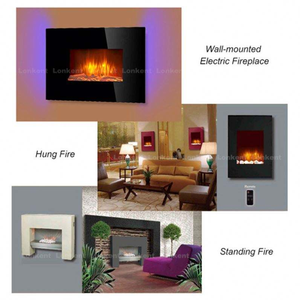 <span class=keywords><strong>Chimenea</strong></span> Eléctrica de Pared de <span class=keywords><strong>Calidad</strong></span> Premium con Vidrio Templado Curvo, Uso Doméstico, Operación en Inglés, Control Remoto - Product Image 2