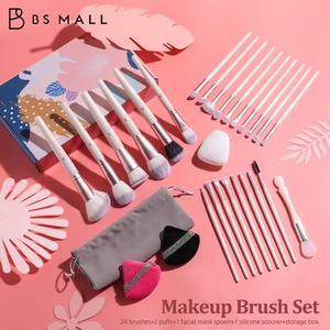 BS-MALL 29 pièces meilleur cadeau visage outils de <span class=keywords><strong>maquillage</strong></span> Kits marque privée <span class=keywords><strong>maquillage</strong></span> bouffée brosse tapis de <span class=keywords><strong>nettoyage</strong></span> masque facial pinceaux pinceaux de <span class=keywords><strong>maquillage</strong></span> - Product Image 5
