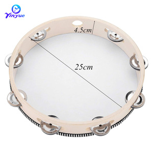 Orff <b>Percussion</b> 10 Inch Tambourine Wooden Hand Held Drum For Early Education Kids Musical <b>Instrument</b> - Product Image 5