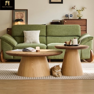 Mesa de Centro Redonda Creativa de Diseño Italiano, Mesa de Centro de Madera Retro Maillard para Sala de Estar - Product Image 4