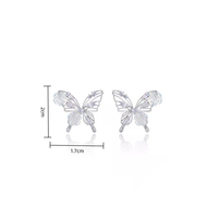 Orecchini a perno a forma di farfalla, di tendenza, dal design di nicchia, con micro intarsio di cristallo e strass rosa, squisiti, all'ingrosso