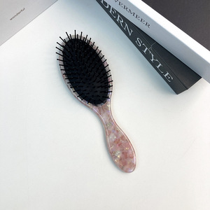 Peluquería Airbag Oval Detangling Hair Comb Brush Acetato Celulosa con cojín de aire Almohadillas para dientes Tortoiseshell Hair Brush - Product Image 4
