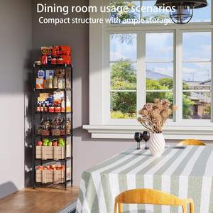 ชั้นวางของเหล็กปรับระดับได้6เส้นสำหรับซักผ้าห้องน้ำห้องครัวตู้กับข้าว16.7L x 11.9W x 64H สีเงิน" - Product Image 3