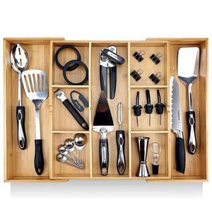 <b>Kitchen</b> Multi-Functional Bamboo <b>Kitchen</b> Drawer Organizer Adjustable Bamboo Silverware Organizer - Product Image 1