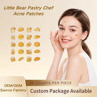Parches Hidrocoloides para el Acné Little Bear Pastry Chef con Ácido Salicílico y Aceite de Árbol de Té, 20 Parches Removibles y Cómodos para Todo Tipo de Piel