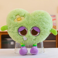 En gros, Peluche monstre violet en forme de cœur avec pansement, coussin doux et moelleux à visage triste, cadeau pour filles
