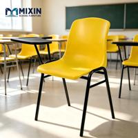 Chaises d'étude pour étudiants avec tablette en bois, siège moulé, pieds en acier chromé, chaises individuelles pour salle de conférence universitaire et lecture