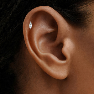 Pendientes de Plata 925 con Moissanita Geométrica, Borla Floral en Forma de S, Colgante de Corazón de Lujo, Parte Trasera Plana, 16G - Product Image 4