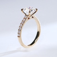 Bague en or massif 9k 10k 14k 18k avec moissanite taille ronde 9mm 3CT, bague de fiançailles et de mariage pour femme