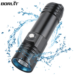 BORUiT Pin Sạc 26650 Chống Nước IPX8 Đèn Lặn Có Bình Khí L2 Đèn Pin <span class=keywords><strong>Led</strong></span> Lặn Dưới Nước 50M - Product Image 1