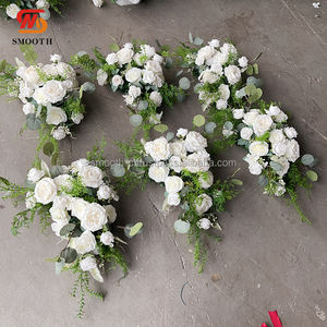 Arche florale en fleurs vertes naturelles pour décoration de mariage en plein air, nouveau design lisse - Product Image 4