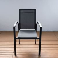 Chaises de salle à manger modernes en gros pour café, avec structure en aluminium, pour extérieur, pelouse, jardin, bord de piscine, véranda, noires