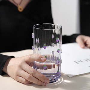 Ly uống nước trực tiếp mới nhất, thiết kế tùy chỉnh OEM, màu hồng, kiểu dáng sáng tạo, dễ thương, trang trí hình trái cây, chất liệu thủy tinh - Product Image 4