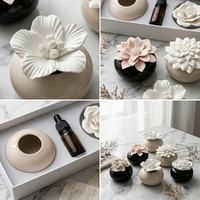 Diffuseur d'huile de fleur en porcelaine Diffuseur de fleurs Pierre céramique Diffuseur de fleurs en céramique avec boîte magnétique