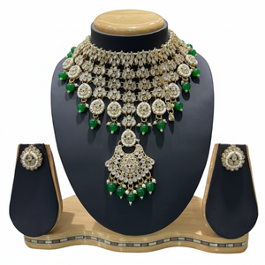 Conjunto de Collar de Novia de Latón Chapado en Oro de Alta Calidad con Pendientes de Zirconia y Maang Tikka, Joyería Étnica Hecha a Mano, Regalo de Boda de Moda - Product Image 2