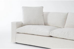 Customizable Modern Minimalist White Fabric 3-Seater Cloud for Living Room <b>Waterproof</b> Wood and Velvet Set Furniture - Product Image 3