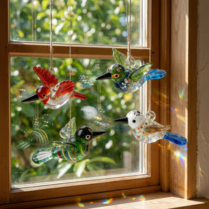 Tiny Glass World - Adornos de Pájaros de Vidrio Hechos a Mano, Figuras de Animales de Vidrio Soplado Coloridos, Decoración para Mesa, Hogar, Bodas y Bautizos - Product Image 1