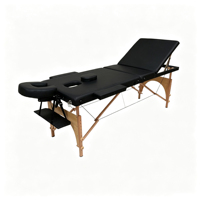 Table de massage portable à 3 sections, lit de beauté pliable en bois professionnel pour salon