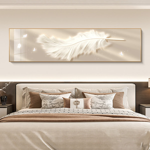 Pintura Cristal Porcelana Pintura Flores Y Plumas Luz Lujo Gama Alta Mural Mesita De Noche Pintura Decorativa - Product Image 4