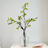 Kunstmatige groene appelboomtak met nep-bessen voor vaasarrangementen, Chinese stijl, bruiloftstafeldecoratie, groothandel
