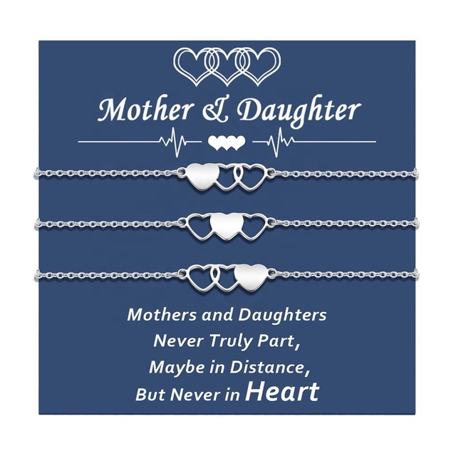Fashion Bracelets & Bangles Custom New Best Friends Women's Trendy Heart-Shaped Chain Bracelets 3-Piece Set With Cards