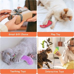 Jouets en peluche pour chat à la <span class=keywords><strong>catnip</strong></span>, série végétale, jouet de jeu pour animaux de compagnie, résistant aux morsures, jouets pour le grincement des dents avec son pour le jeu interactif en intérieur - Product Image 4