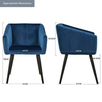 Vente chaude bleu velours tissu chaise d'appoint moderne occasionnel fauteuil confortable loisirs chaise de salle à manger