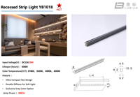 Perfil de Aluminio LED para Iluminación de Estantes de Armario, Perfiles de Aluminio Empotrados, Solución Delgada e Invisible para Gabinetes YB1018-33