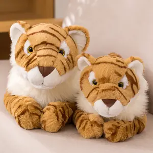 2022 China Factory Custom Simulated Large Tiger Dolls Large Simulated Lying Brown Tiger Plush Toy For Kids Gift