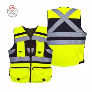 High Visibility Multi-pocket Safety Vest Mesh Cloth Reflective Jacket With Custom Logo Traffic Safety Riding Reflective Vest