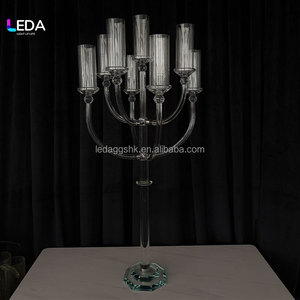Candelabro LEDA de 9 Brazos con Cristales Transparentes, Decoración Elegante para Mesa en Eventos y Fiestas de San Valentín - Product Image 1