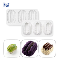 Moule à gâteau en silicone plissé à 3 maillons, forme longue barre style français, outil de cuisson facile à démouler pour desserts