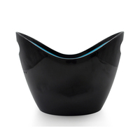 Seau à glace ovale en plastique noir en forme de bateau avec logo personnalisé, double poignée, pour bar, club, seau à vin lumineux à LED, vente en gros