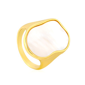 Anillo de Concha Blanca Irregular, Chapado en Oro, Diseño Geométrico, Joyería de Moda para Mujer, Regalo - Product Image 4
